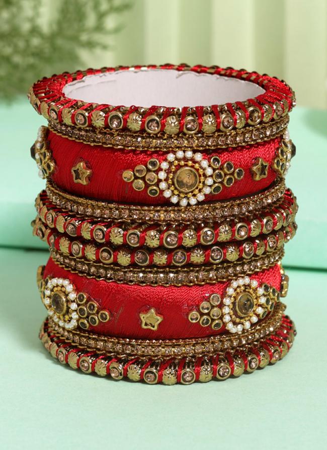   Wedding Wear  Red Color Thread Bangle Set:-2.4,2.6